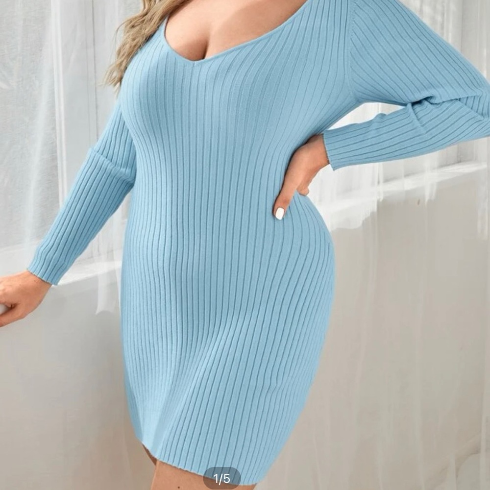 Sweater dress 1X pale blue